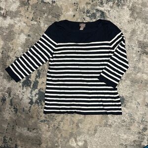 Chico’s Navy and White Striped Top
